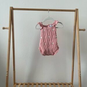 Pink Cable Knit Baby Romper